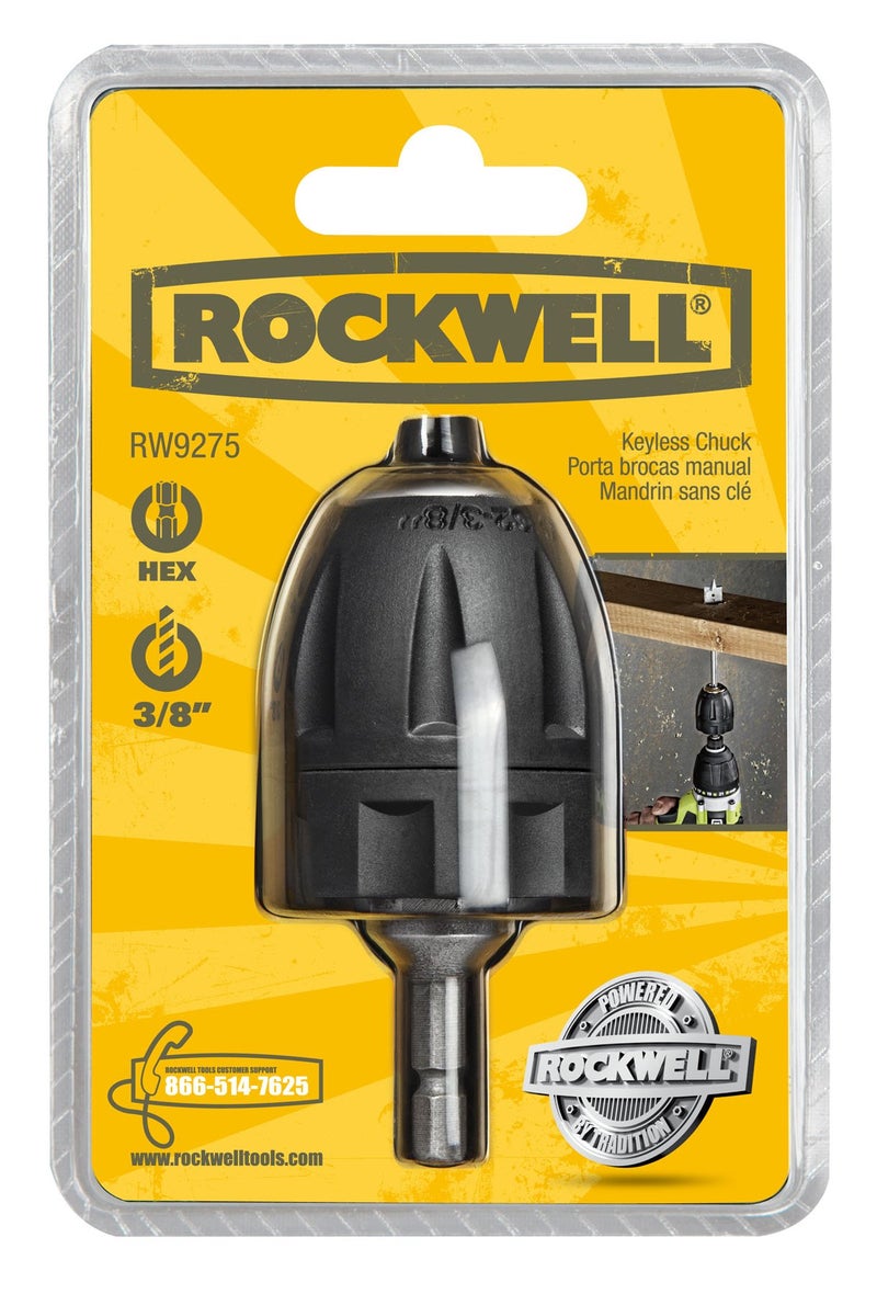 Rockwell RW9275 3/8-inch keyless drill chuck for Â¼â€ Hex Drives